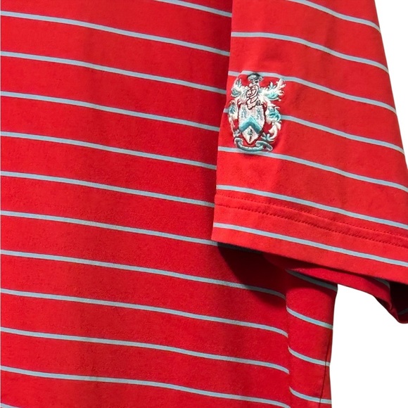 Peter Millar Men’s Summer Comfort Red Blue Striped Golf Polo Shirt Size Large - Picture 4 of 6